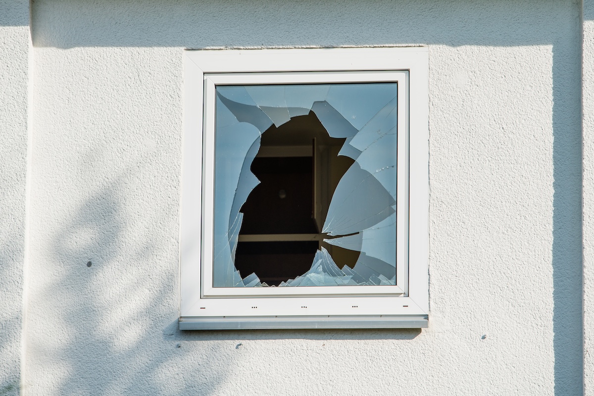Broken window in the house
